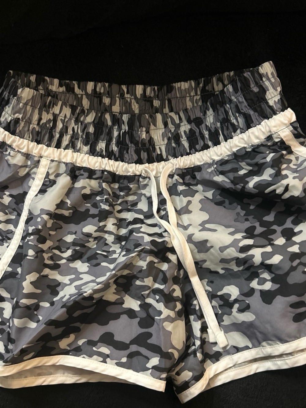 Champion Women's Gray Camo Athletic Shorts with White Trim